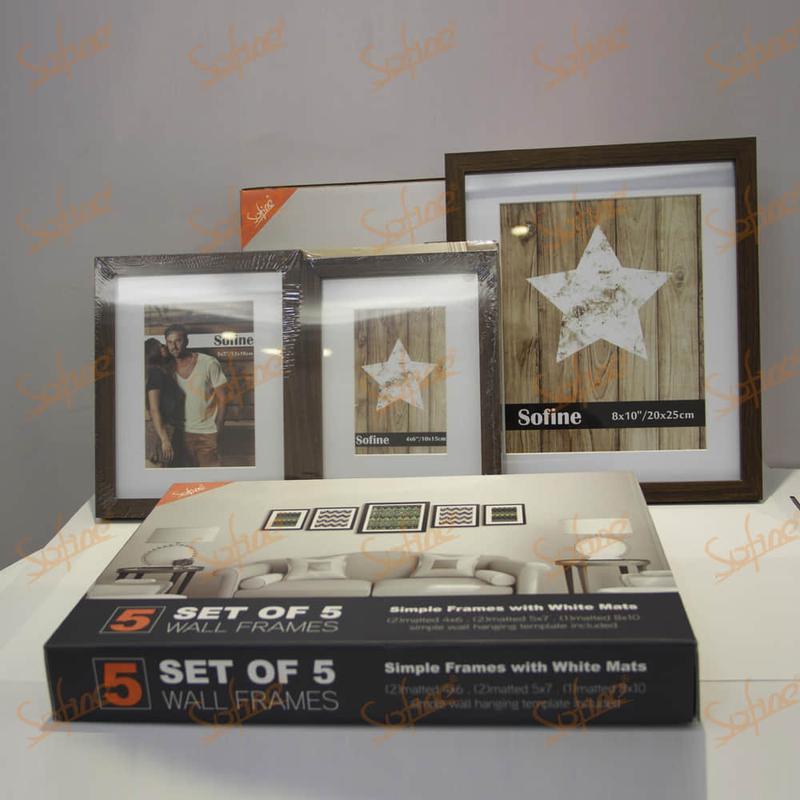 SF5097-5-Set of 5 Cheap Black MDF Picture Frames with Paper Wrapping